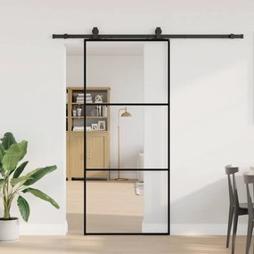 Porta deslizante c/ conj. ferragens 90x205cm vidro ESG preto