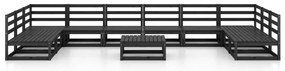 11 pcs conjunto lounge de jardim pinho maciço