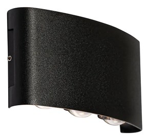 Candeeiro de parede exterior preto com LED 6 luzes IP54 - Silly Moderno