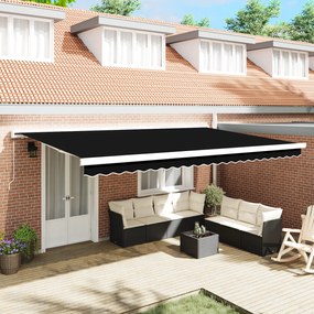 vidaXL Toldo Retrátil Manual Preto 500x300 cm