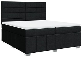 Cama com molas/colchão 200x200 cm tecido preto