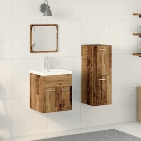 vidaXL Conjunto de Móveis para Banheiro com porta 3 pcs Madeira Antiga