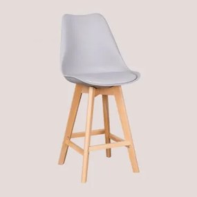 Banco Alto Nórdico Com Almofada De Couro Sintético Cinza Claro & ↑65 Cm - Sklum