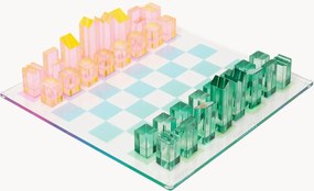 Jogo de xadrez e damas em acrílico Lucite