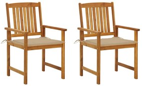 vidaXL Cadeiras de jardim com almofadões 2 pcs acácia maciça