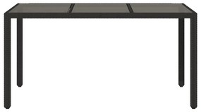 Mesa de jardim com tampo de vidro 150x90x75 cm vime PE preto