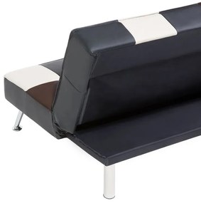 Sofá-cama de 3 lugares em pele sintética patchwork preto castanho e branco OLSKER Beliani