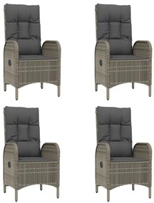 5 pcs conjunto jantar jardim c/ almofadões vime PE preto/cinza