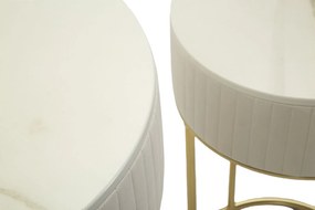 CONJUNTO DE MESAS ALTAS REDONDAS 2 UNIDADES Ø50X90-40X70 CM CREME E DOURADO
