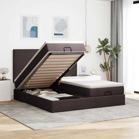 vidaXL Estrutura de cama otomana com colchões tecido castanho escuro