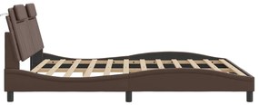Estrutura cama c/ cabeceira 180x200cm couro artificial castanho