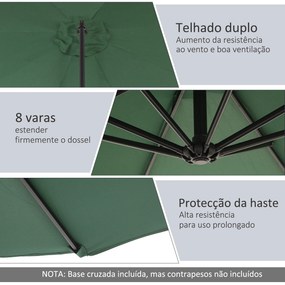 Chapéu de Sol de Jardim Ø295x245cm Chapéu de Sol Excêntrico Inclinável