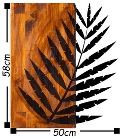 Acessório Decorativo de Parede Leaf 3 – Nogueira e Preto – 50 x 58 cm