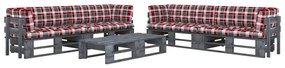 vidaXL 6 pcs conj. lounge paletes c/ almofadões pinho impregnado cinza