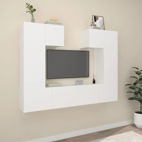 Conjunto móveis de TV 6 pcs madeira processada branco