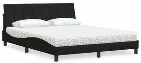vidaXL Cama com colchão 160x200 cm tecido preto