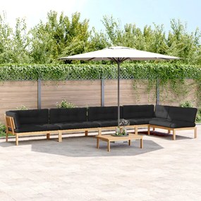 vidaXL 6 pcs conj. sofás paletes p/ jardim c/ almofadões acácia maciça