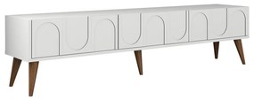 Móvel de TV "Lyon" – 180x44x35 cm – Branco e Nogueira - Design Moderno