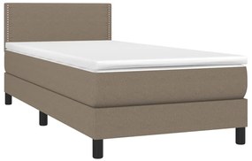 Cama box spring + colchão/LED 80x200cm tecido cinza-acastanhado