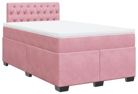 Cama boxspring com colchão 120x200 cm veludo rosa