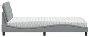 Cama com colchão 100x200 cm tecido cinzento-claro