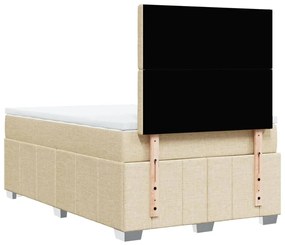 Cama boxspring com colchão 120x190 cm tecido cor creme