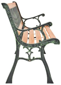 Banco de jardim 116 cm ferro fundido e madeira de abeto maciça