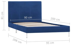 Estrutura de cama 90x200 cm tecido azul