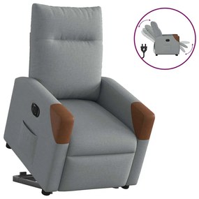 vidaXL Poltrona reclinável elevatória elétrica tecido cinzento-claro