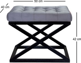 Pouffe Capraz – Preto e Cinza – 50x42x40 cm