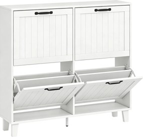 HOMCOM Armário para Sapatos, 4 Gavetas Basculantes, Salva-espaço com Prateleiras Reguláveis, Branco | Aosom Portugal