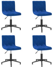 Cadeiras de jantar giratórias 4 pcs veludo azul