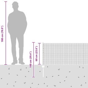 Cerca de Arame Soldado com 5 Estacas Cinza 0.6x10 m Aço