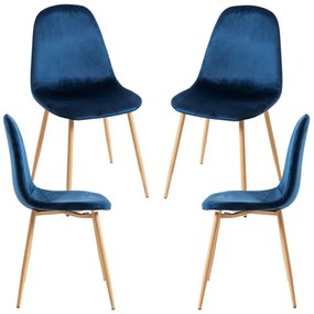 Pack 4 Cadeiras Teok Veludo - Azul médio
