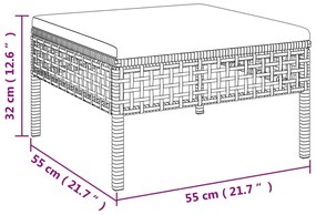 7 pcs conjunto lounge de jardim c/ almofadões vime PE cinzento