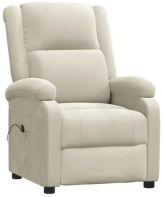 Poltrona de massagens reclinável veludo cor creme