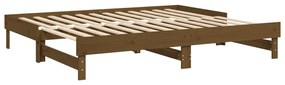 Sofá-cama de puxar 2x(100x200) cm pinho maciço castanho-mel