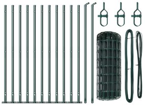 Cerca Euro com 13 Postes Flangeados 0,4x25 m de Aço Galvanizado