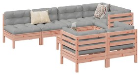 vidaXL 8 pcs conj. sofás jardim c/ almofadões madeira abeto-de-douglas