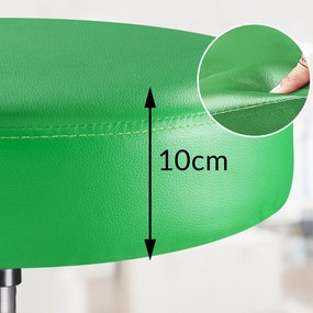 Banco giratória em 360° com rodas em couro sintético Ø35 x 48 x 46-60 cm Verde