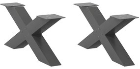 Pés para mesa de centro em formato de X, 2 peças, antracite, 70x(30-31