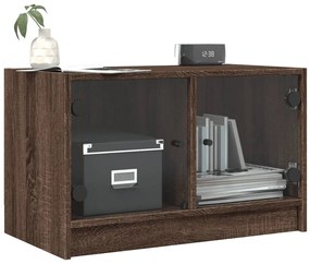 Móvel de TV c/ portas de vidro 68x37x42 cm carvalho castanho