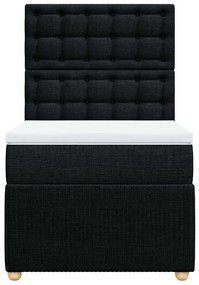 Cama com molas/colchão 90x190 cm tecido preto