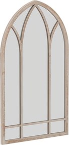 Espelho Painel 83x48cm Janela Estilo Fazenda Arqueado Parede Moldura Metálica Anti-explosão Cinza rústico