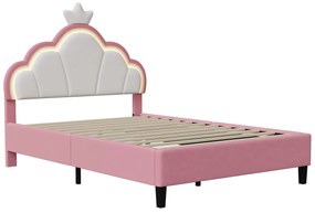 90X200Cm/140X200Cm Pink PU Children'S Bed Frame,With LED and Crown-Sha