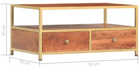 Mesa de centro 90x50x40 cm madeira de acácia maciça