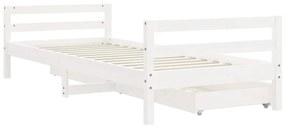 Estrutura cama infantil c/ gavetas 80x200cm pinho maciço branco