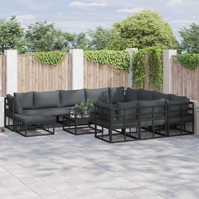 vidaXL Conjunto de Sofá de Jardim 11 pcs Preto 71.5 x 71.5 x 71 cm