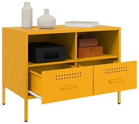 Móveis de TV 2 pcs 68x39x50,5 cm aço laminado amarelo mostarda