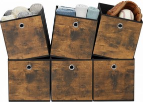 Conjunto caixas organizadoras 6 caixas de arrumação 42 x 21 cm (L x A) castanho-preto